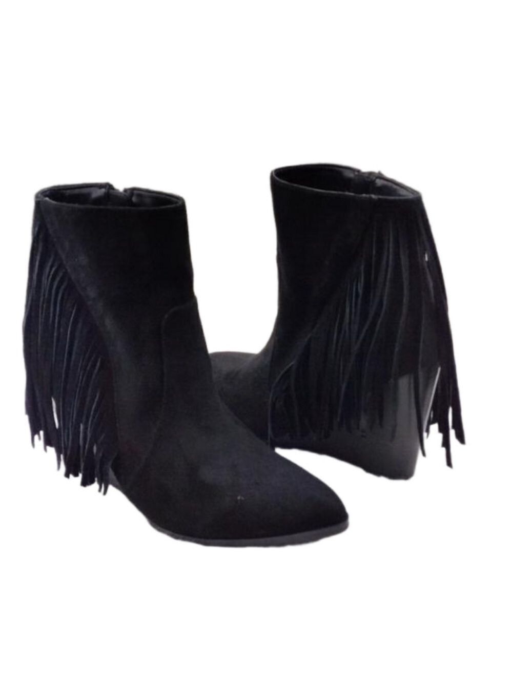 Carlos by Carlos Santana Mika Black Suede Pointed-Toe Wedged-Heel Mid Calf Boot